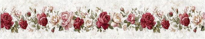 Vintage Rose Wallpaper Border 196x4 Inch Removable Wall Border Peel and Stick - Image 2