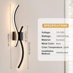 CANEOE Modern LED Wall Sconce Set of Two, 3000K Warm White Led Wall Light - Image 6