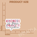 (3 Pack) Motivational Stickers - Kindness is Free Sprinkle It Everywhere – Inspirational Vinyl Decals with Positive Quotes for Laptops, Tumblers, Water Bottles, Scrapbooks - 3 x 2.3 Inch
