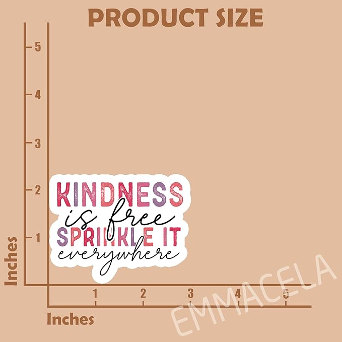 (3 Pack) Motivational Stickers - Kindness is Free Sprinkle It Everywhere – Inspirational Vinyl Decals with Positive Quotes for Laptops, Tumblers, Water Bottles, Scrapbooks - 3 x 2.3 Inch
