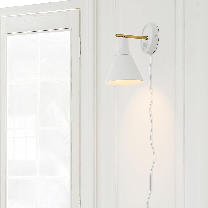 Globe Electric 65542 1-Light Plug-in or Hardwire Wall Sconce, Matte White - Image 7