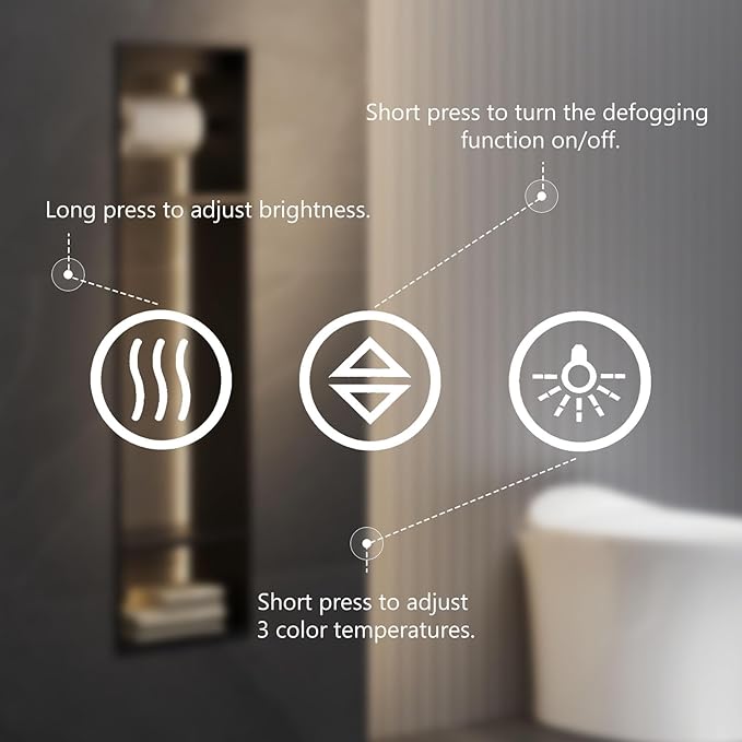 Sweetcrispy 24"x36" Smart Anti-Fog LED Bathroom Mirror - Image 3