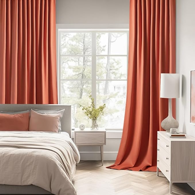 MIULEE Back Tab Burnt Orange Blackout Curtains 108 Inch Long 2 Panels Set - Image 2