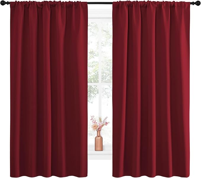 NICETOWN Christmas Burgundy Blackout Curtains and Drapes - Image 2