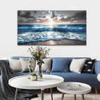 hyidecorart Blue Sea Waves Wall Pictures Framed Wall Art - Image 3