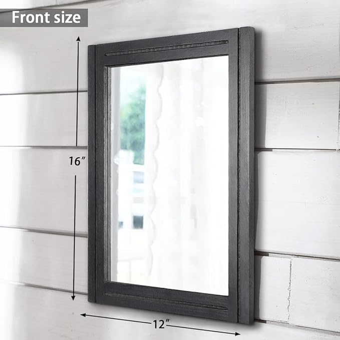 AAZZKANG Black Mirrors for Wall Rectangle Wood Framed Decorative Wall Hanging - Image 2