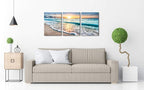 Wieco Art 3 Panel Blue Beach Canvas Wall Art - Image 4