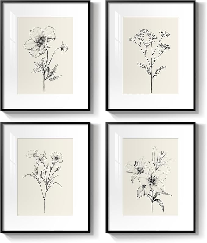 Framed Black and White Botanical Wall Art - Image 8