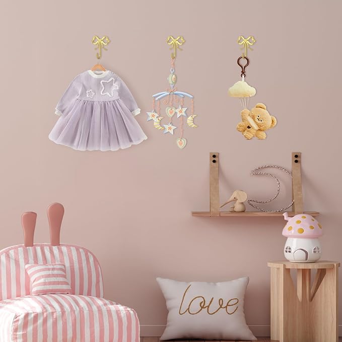 2Pcs Large Size Gold Bow Wall Hook, Metal Hook, Bow Room Decor Hooks - Image 3