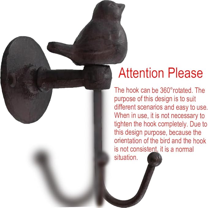 3PCS Cast Iron Hooks 520013 Songbird Wall Hook - Image 3