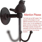 1PC Cast Iron Hooks 520013 Songbird Wall Hook - Image 3