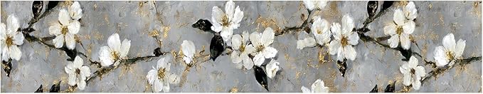 Cherry Blossom Wallpaper Border 196x4 Inch Peel and Stick Wall Border Gray - Image 2