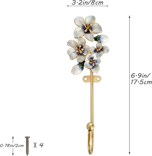 2 Pack Decorative Wall Hooks, Vintage Flower Shaped Metal Wall Hook - Image 2