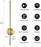 Battery Operated Modern Wall Sconces, Dimmable Wireless Wall Light Set of Two - Image 4