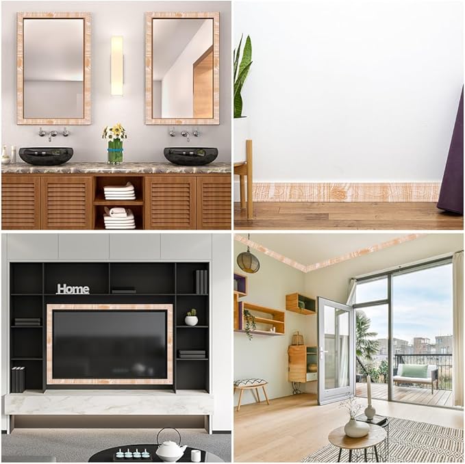 CRASPIRE 90x1.8in Peel Stick Foam Crown Molding Baseboard Trim Orange White - Image 4