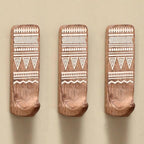 IndianShelf 10 LB- 12 Pieces Decorative Wood Adhesive Wall Hooks–Boho Peel and by IndianShelf