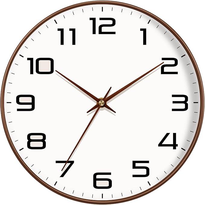 Woodgrain Wall Clock, Silent Non-Ticking Battery Operated Clock 10 Inch by MABPEDO