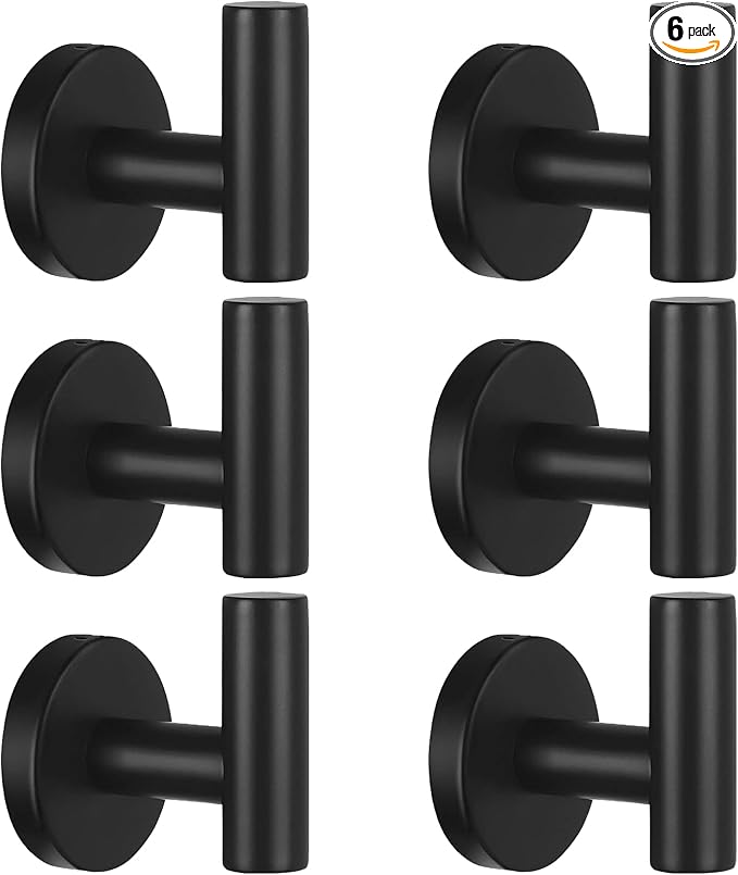 Kruodop Towel Hooks for Bathroom, 6 Packs Wall Mount Towel Holder, Stainless by Kruodop