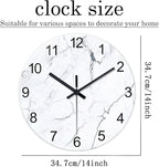 Modern White Marble Glass Wall Clocks Battery Operated 14 Inch Abstract - Image 3