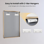 LOAAO 60”X36” Gold Bathroom Mirror, Rounded Rectangle Gold Frame Mirror - Image 6