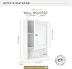 MCS 23x16 White Medicine Cabinet Organizer, Wall Mounted Bathroom Cabinet - Image 3