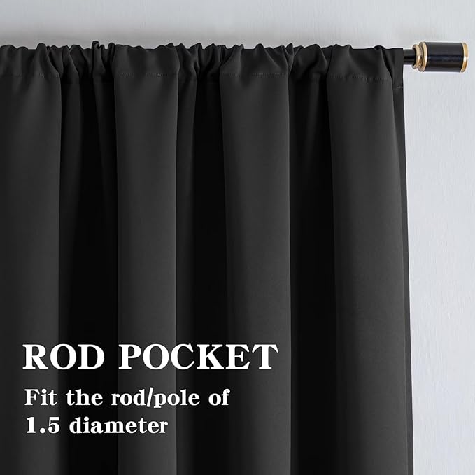 IGEMAEVE Blackout Curtains 90 Inch Length 2 Panels Set, Rod Pocket Energy - Image 2