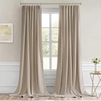 MIULEE Taupe Back Tab Blackout Curtains 108 Inch Long 2 Panels Set - Image 9