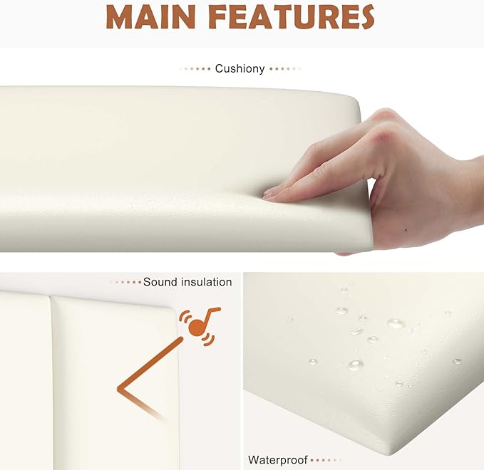 IFNOW Wall Mounted Upholstered Headboard Queen, 3D Peel and Stick Soundproof - Image 3
