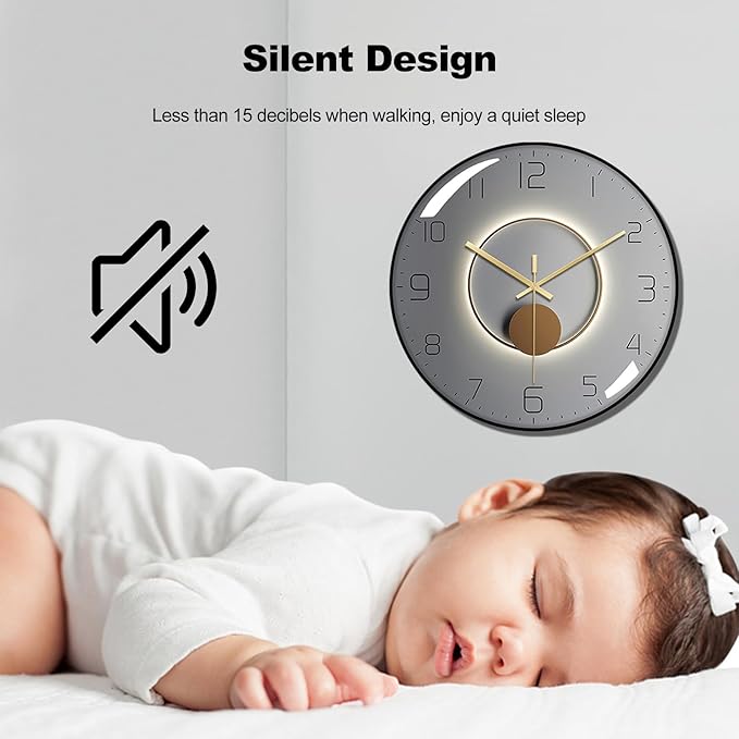 ErgoCar Silent Modern Art Deco Metallic Wall Clock - Image 4