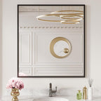 LOAAO 30"X36" Black Rectangle Bathroom Mirror Wall, Matte Black Aluminum Alloy by LOAAO