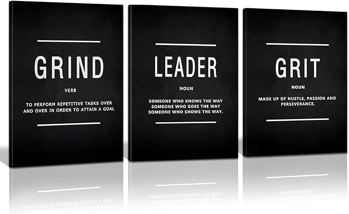 Motivational Grind Grit Leader Wall Art, Canvas Painting Wall Decor by KAWAHONE