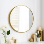 SCWF-GZ 20" Round Mirror Circle Wall Mounted Hanging or Against Wall Metal - Image 3