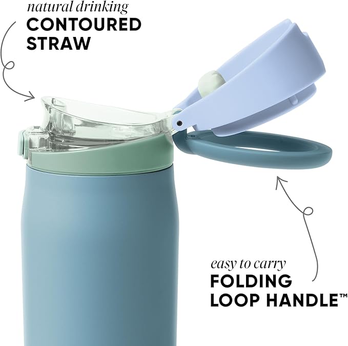 Simple Modern Mesa Loop Water Bottle with Covered Straw and Handle | 30oz Cup Holder Friendly Insulated Stainless Steel Bottles for Travel, Sports and School | Glacier Bay