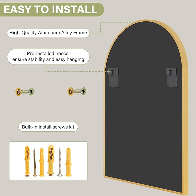 XRAMFY 32"x48" Arched Bathroom Mirror - Image 5