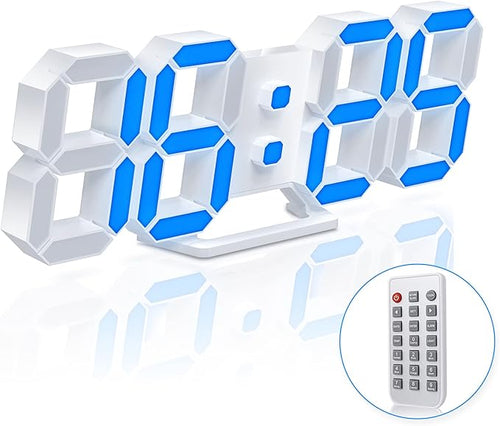 3D LED Digital Wall Clock 9.7" RGB Neon Alarm Clock, Large Display Desk/Wall by HOME