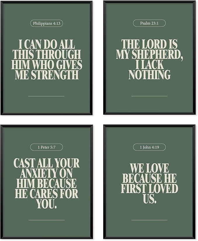 Locomiss Sage Green Christian Wall Art Decor Posters, Modern Bible Verse by Unknown