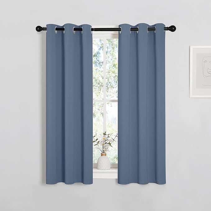 NICETOWN Thermal Insulated Curtains Blackout Draperies, Stone Blue, 29 by 40 by NICETOWN