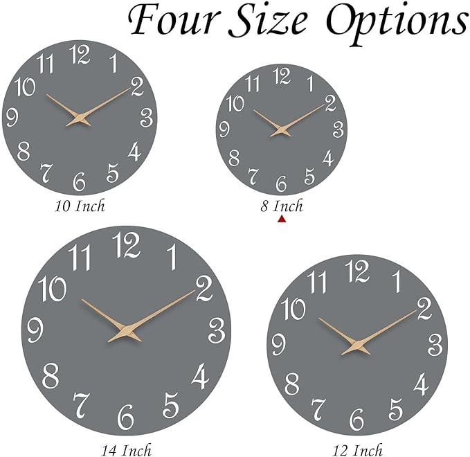 Mosewa Wall Clock Gray Battery Operated Silent Non Ticking Simple Modern Wood - Image 8