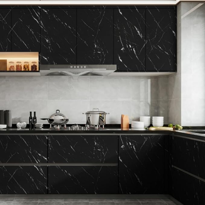 Abyssaly Black Marble Contact Paper Peel and Stick Countertops Waterproof Matte - Image 2