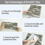 AULIGET 2 Sheets Beige & Brown Slate Peel and Stick Backsplash, PVC Mixed Metal - Image 7