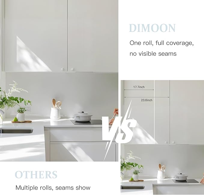 Dimoon 236''x23.6'' Peel and Stick Wallpaper White Contact Paper - Image 4