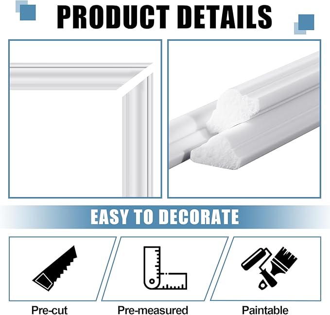 Pangda Peel and Stick Wall Molding Kit, 3D Premade Accent Molding Wainscoting - Image 5