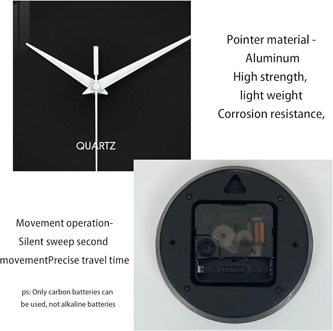 XFM Black Wall Clock 16 Inch Simple Wall Clocks Battery Operated Modern - Image 6