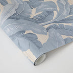 Tempaper Textured Blue Layered Palm Faux Grasscloth Removable Peel and Stick - Image 5