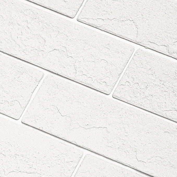 Old Town White Faux Brick Wall Tiles, 2 Pieces 3D Thin Brick Veneers by TORURAL