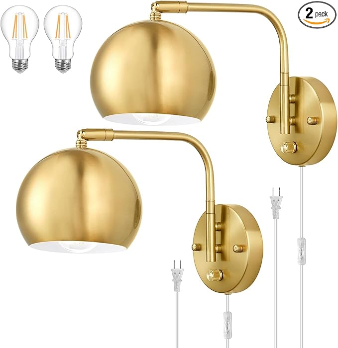 VATONI Wall Sconces Plug in, Dimmable Wall Sconce Swing Arm Wall Lights by VATONI