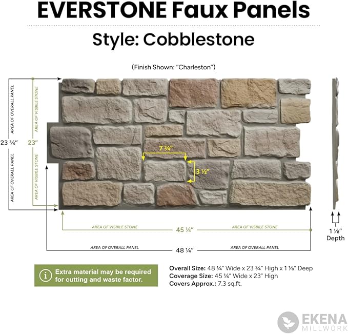 EverStone Cobblestone Faux Stone Panel, Texas Color - Image 2