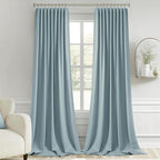 MIULEE Slate Blue Back Tab Blackout Curtains 108 Inch Long 2 Panels Set - Image 9