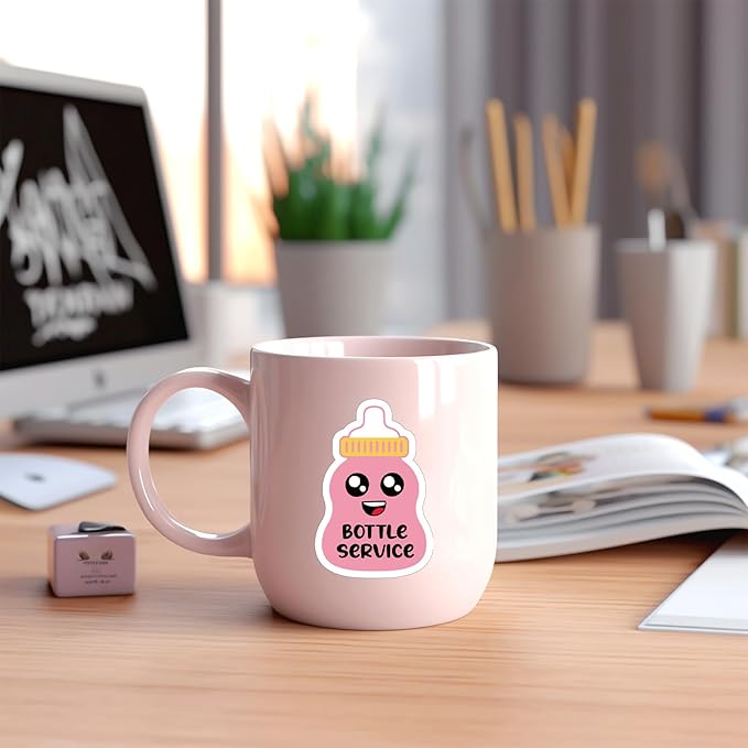 YAZMEEN 20 Pcs Cute Pink Bottle Nurse Stickers 2.5" Bottle Service Nursing Stickers Decals for Water Bottle Laptop Phone Funny Work Accessories for OB RN Labor and Delivery Nurse Doctor Medical Work