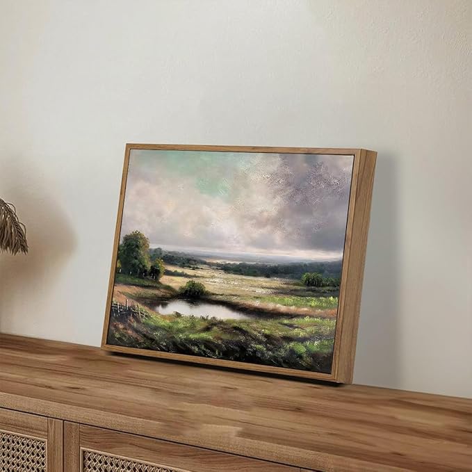 OIQArtOIQ Vintage Landscape Canvas Wall Art Framed Natural Scenery Painting - Image 4